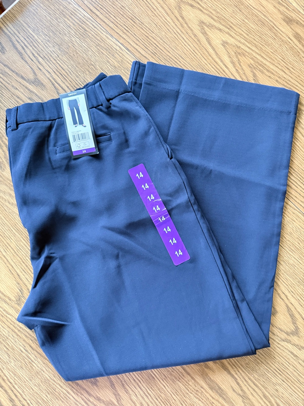 DKNY Siae14 Navy Straight-Leg Dress Trousers